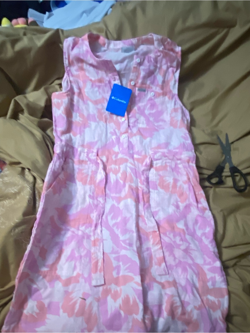 Columbia Pink And White Floral Button-Up Tank